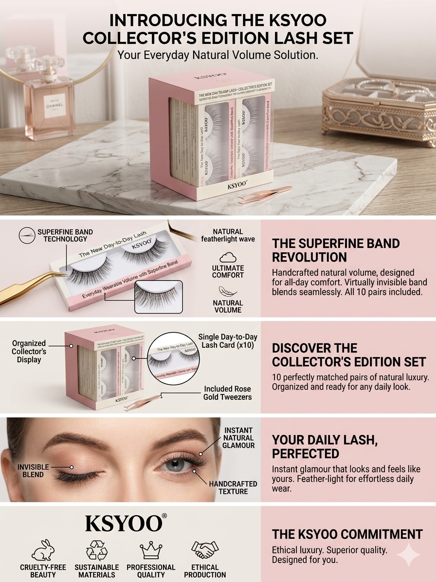 KSYOOLASHES Collector's Edition: 10 Pairs Luxury Natural Eyelashes Bulk Set – Everyday Wear Strip Lashes|A02 - Image 2