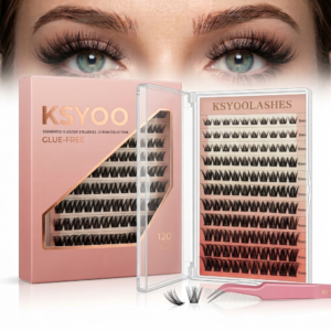 KSYOOLASHES Self-Adhesive Lash Clusters Natural Look, Glue Free Pre-Glued Individual Eyelashes for Everyday Wear, 10 Rows Segmented DIY Press On Lashes Pack with Applicator MJ001