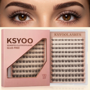 KSYOOLASHES Self-Adhesive Lash Clusters Natural Look, Glue Free Pre-Glued Individual Eyelashes for Everyday Wear, 10 Rows Segmented DIY Press On Lashes Pack with Applicator MJ002